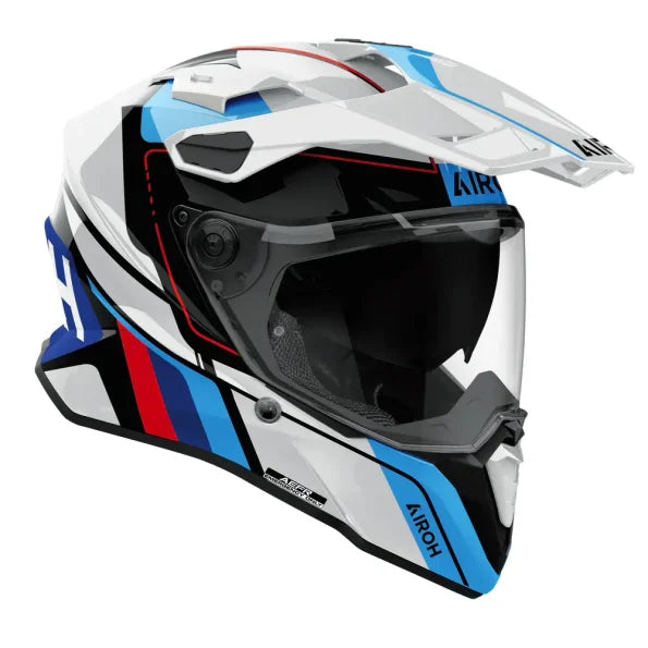 Airoh Commander 2 Skip White Red Gloss dual sport riding helmet